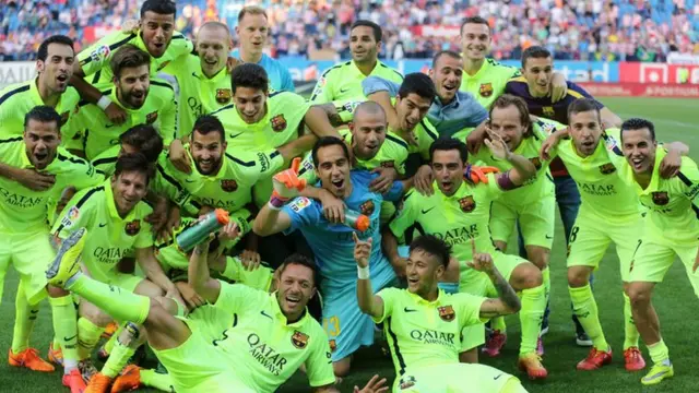 Barcelona celebrate their title win