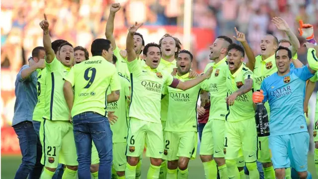 Barcelona players celebrating