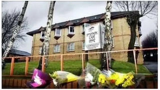 Rose Park Care Home and flowers outside