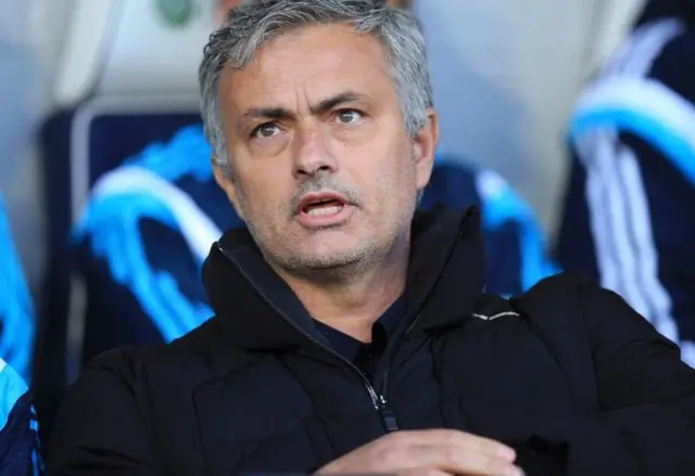 Jose Mourinho watches on from the bench