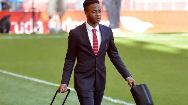 Raheem Sterling walks ahead of a recent match