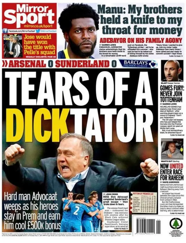 Daily Mirror back page