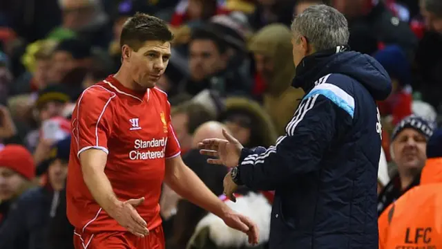 Steven Gerrard and Jose Mourinho