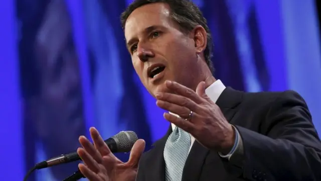 Former Pennsylvania Senator Rick Santorum speaks at the Republican Party of Iowa"s Lincoln Dinner in Des Moines, Iowa, United States, May 16, 2015.