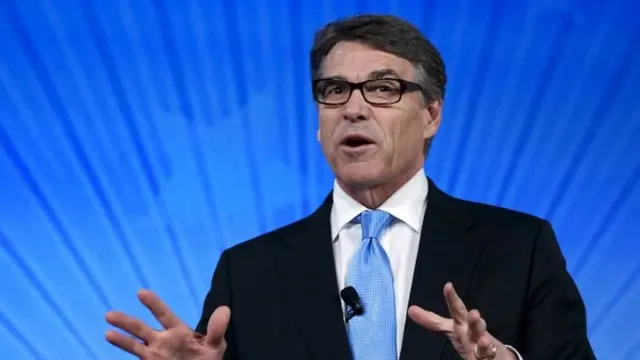 Rick Perry, former Texas governor and likely Republican presidential candidate, speaks at the Southern Republican Leadership Conference in Oklahoma City, Oklahoma 21 May 2015