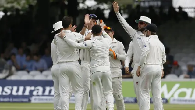 New Zealand celebrate taking a wicket