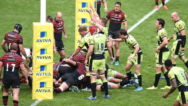 Alex Waller scores for Northampton