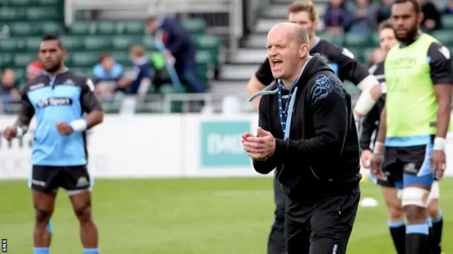 Glasgow coach Gregor Townsend is animated on the sidelines