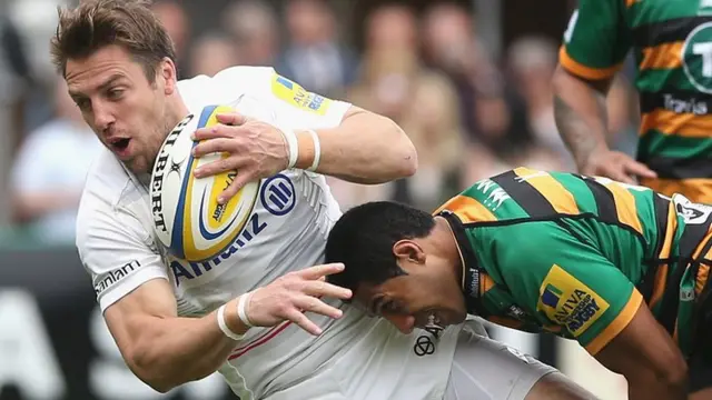 Chris Wyles of Saracens gets tackled