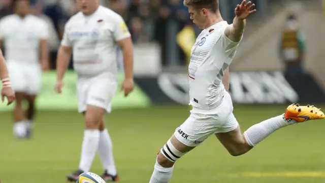 Owen Farrell takes a penalty