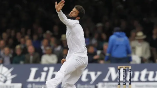 Moeen Ali bowls