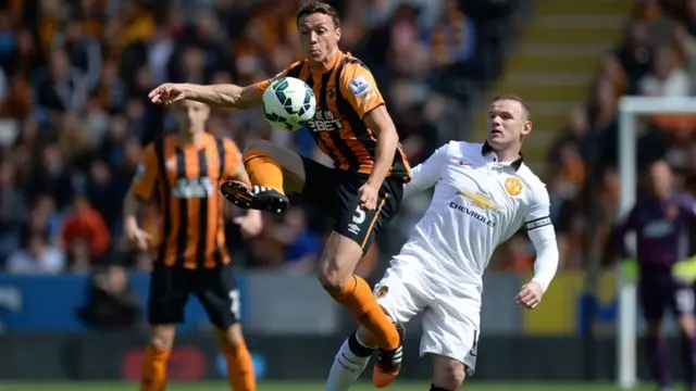 James Chester controls the ball