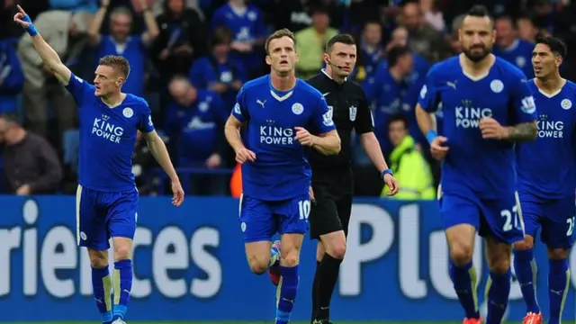 Jamie Vardy celebrates