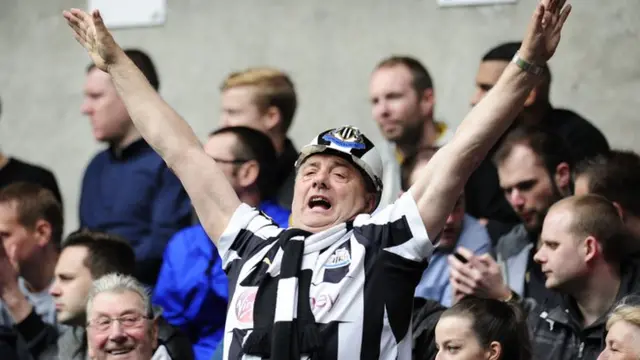 Newcastle fan celebrates