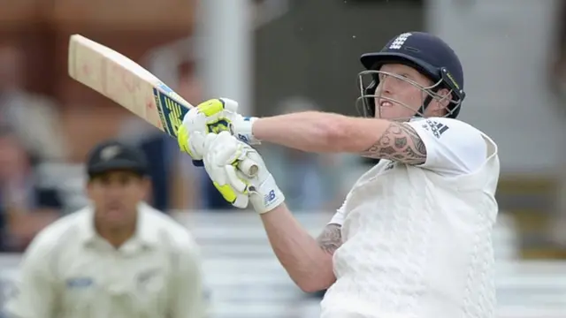 Ben Stokes hits a six