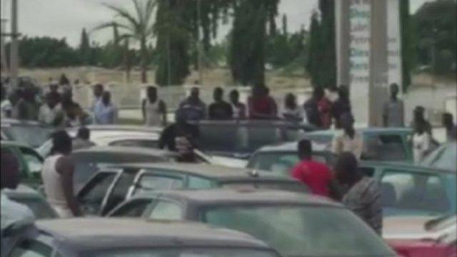 People queue for fuel in Abuja, Nigeria