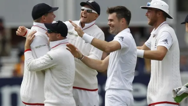 James Anderson celebrates