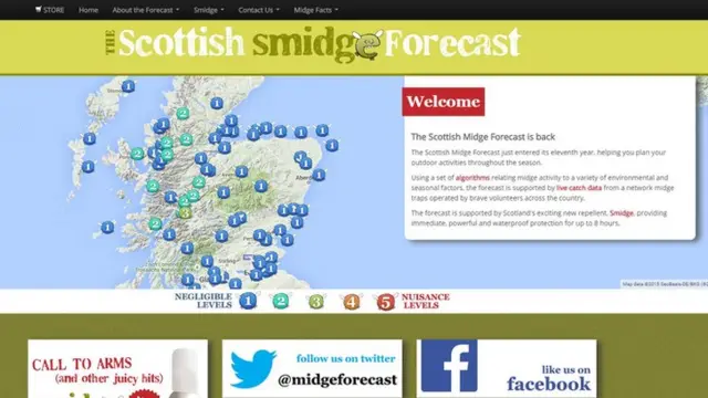 Scottish Midge Forecast screengrab