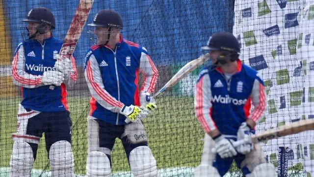 England cricketers in the nets