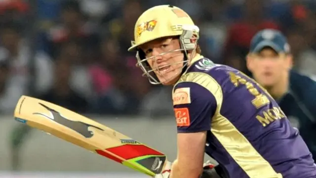 Eoin Morgan playing for Kolkata Knight Riders