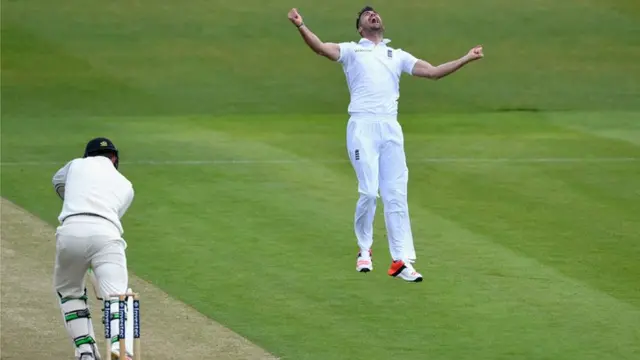 Jimmy Anderson celebrates