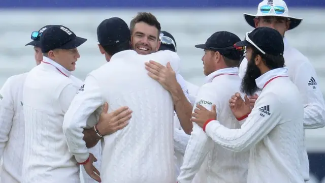 James Anderson takes a wicket