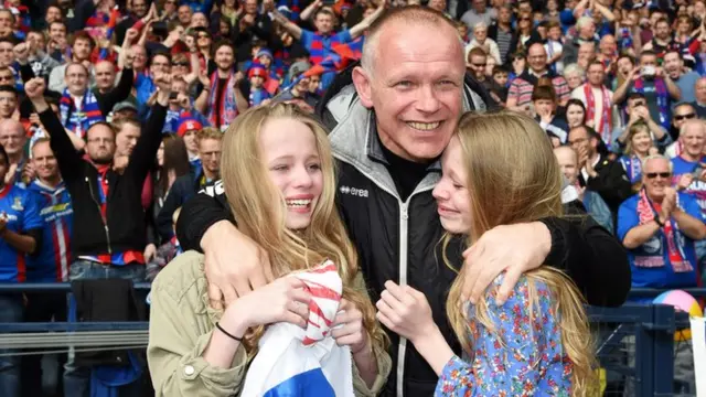 Inverness CT boss John Hughes and his daughters at Hampden