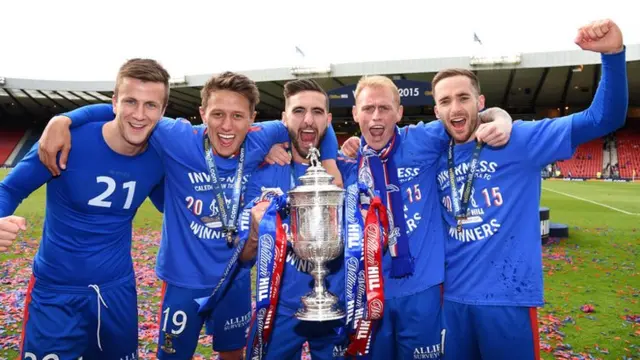 Inverness CT players with the Scottish Cup