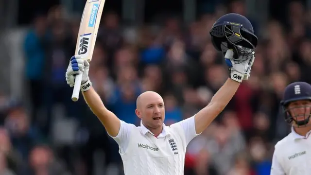 Adam Lyth celebrates his century