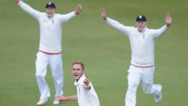 Stuart Broad celebrates