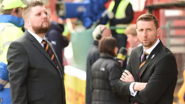 Motherwell general manager Alan Burrows and manager Ian Baraclough