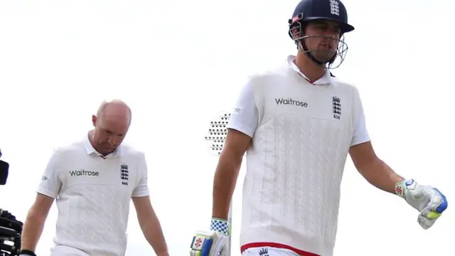 Alastair Cook leaves the field