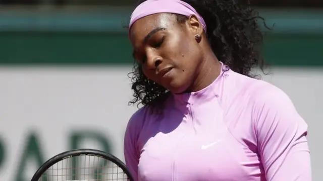 Serena Williams looks dejected