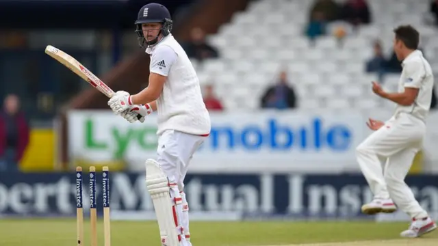 Gary Ballance is bowled by Trent Boult