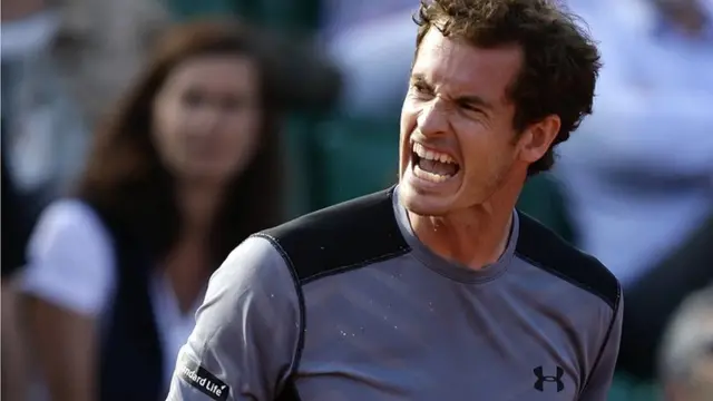 Andy Murray reacts