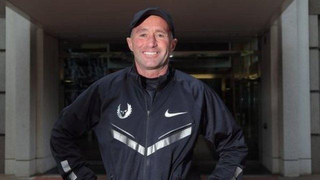 Alberto Salazar outside the building named after him at the Nike campus in Oregon