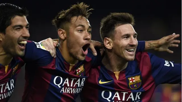 Barcelona trio Luis Suarez, Neymar and Lionel Messi