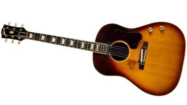 Handout photo of John Lennon's original 1962 J-160E Gibson Acoustic guitar