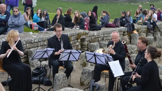 Wind quintet at Housesteads