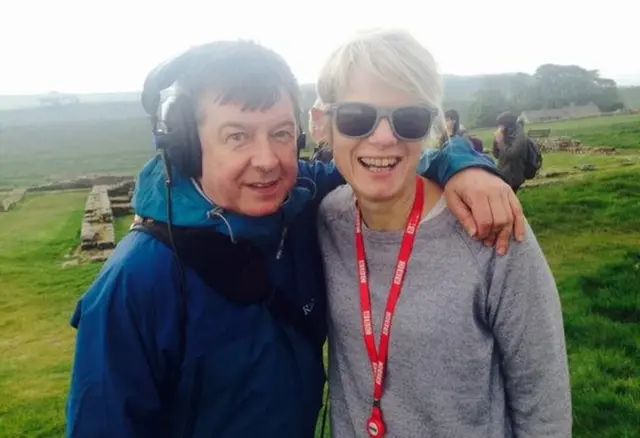 Stuart Maconie with Helen Amess