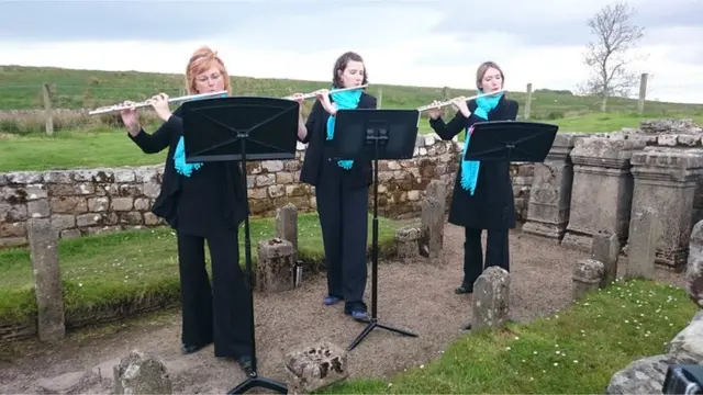 Lynne Dakers, Sheila Rayson and Laura Payne of Sunderland Symphony Orchestra's flute section