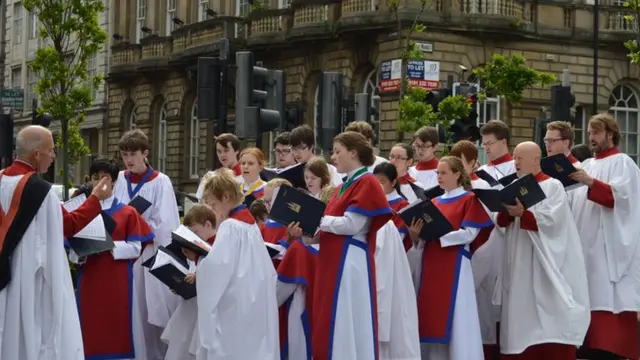 Choir outside St Nicholas Cathedral