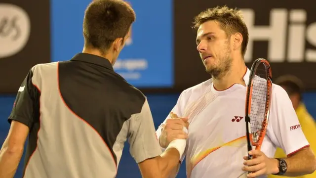 Stan Wawrinka an Novak Djokovic