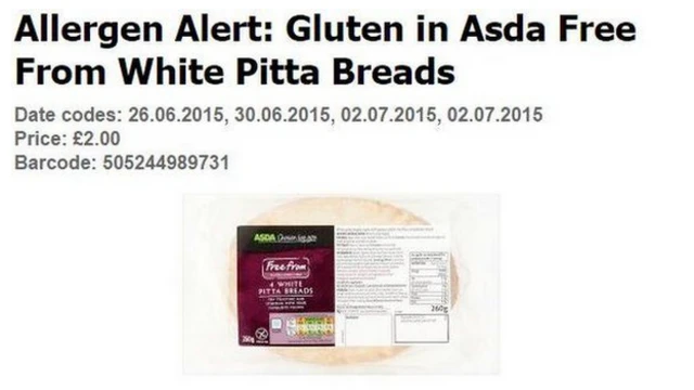 Recall notice for ASDA