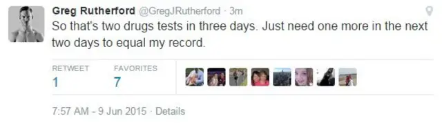 Greg Rutherford tweet