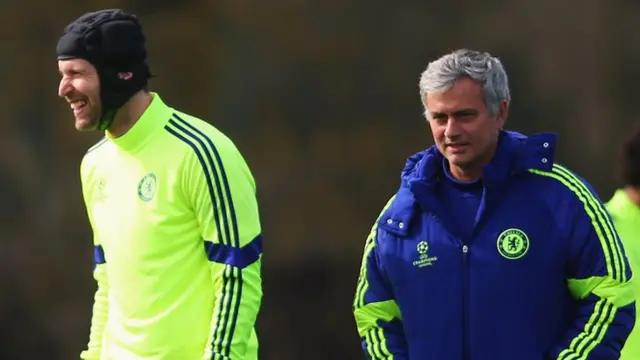 Chelsea keeper Petr Cech (left) and Blues manager Jose Mourinho