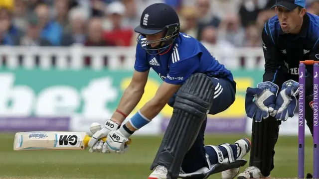 Joe Root plays a reverse swing