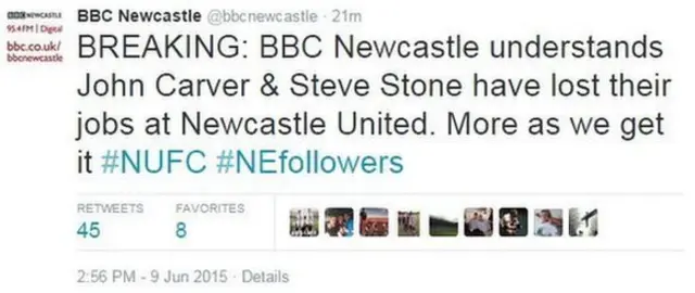 BBC Newcastle tweet