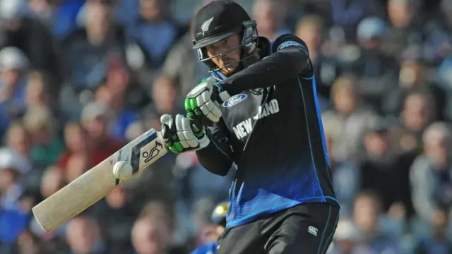 Martin Guptill plays a shot