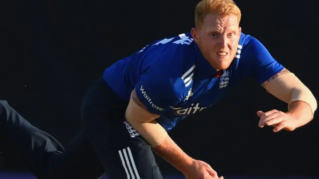 Ben Stokes bowls